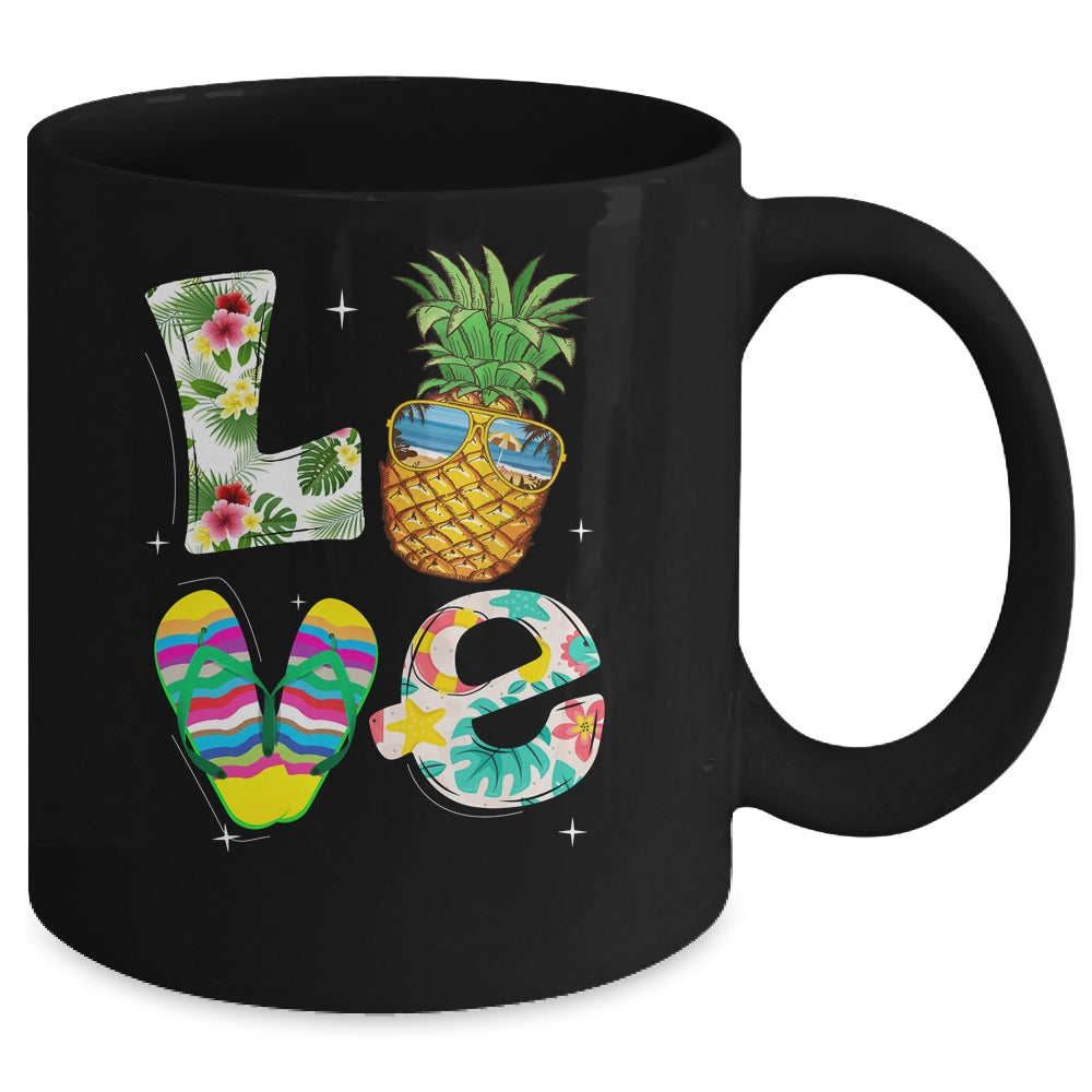 Love Summer Beach Life Pineapple Tropical Flip Flop Mug | teecentury