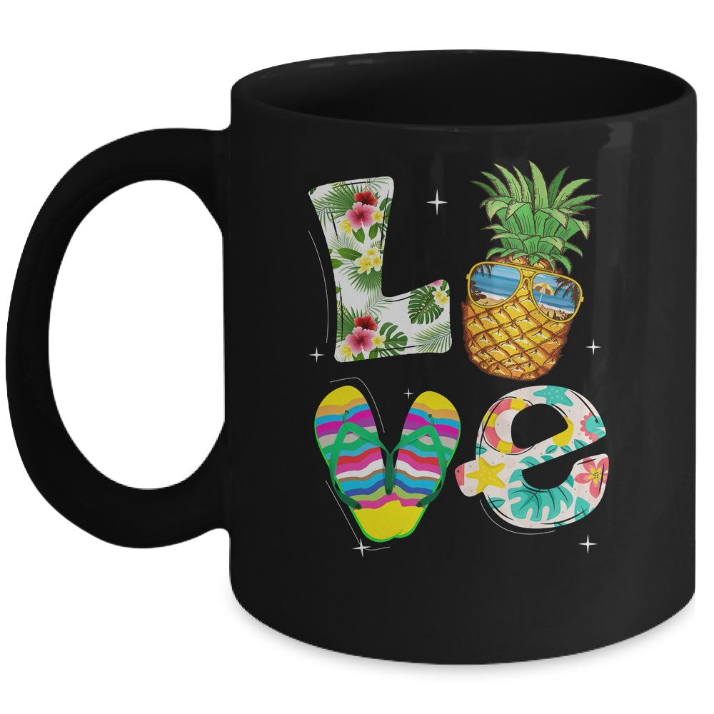 Love Summer Beach Life Pineapple Tropical Flip Flop Mug | teecentury