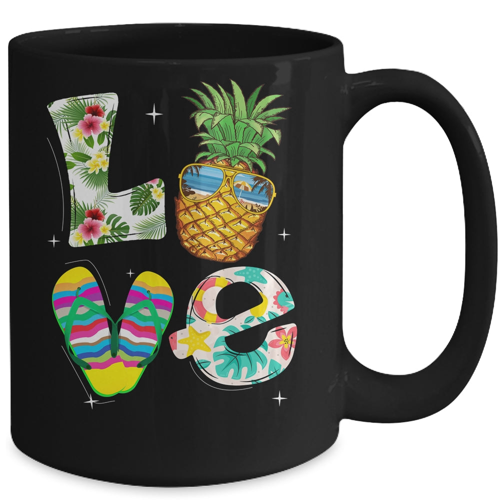 Love Summer Beach Life Pineapple Tropical Flip Flop Mug | teecentury