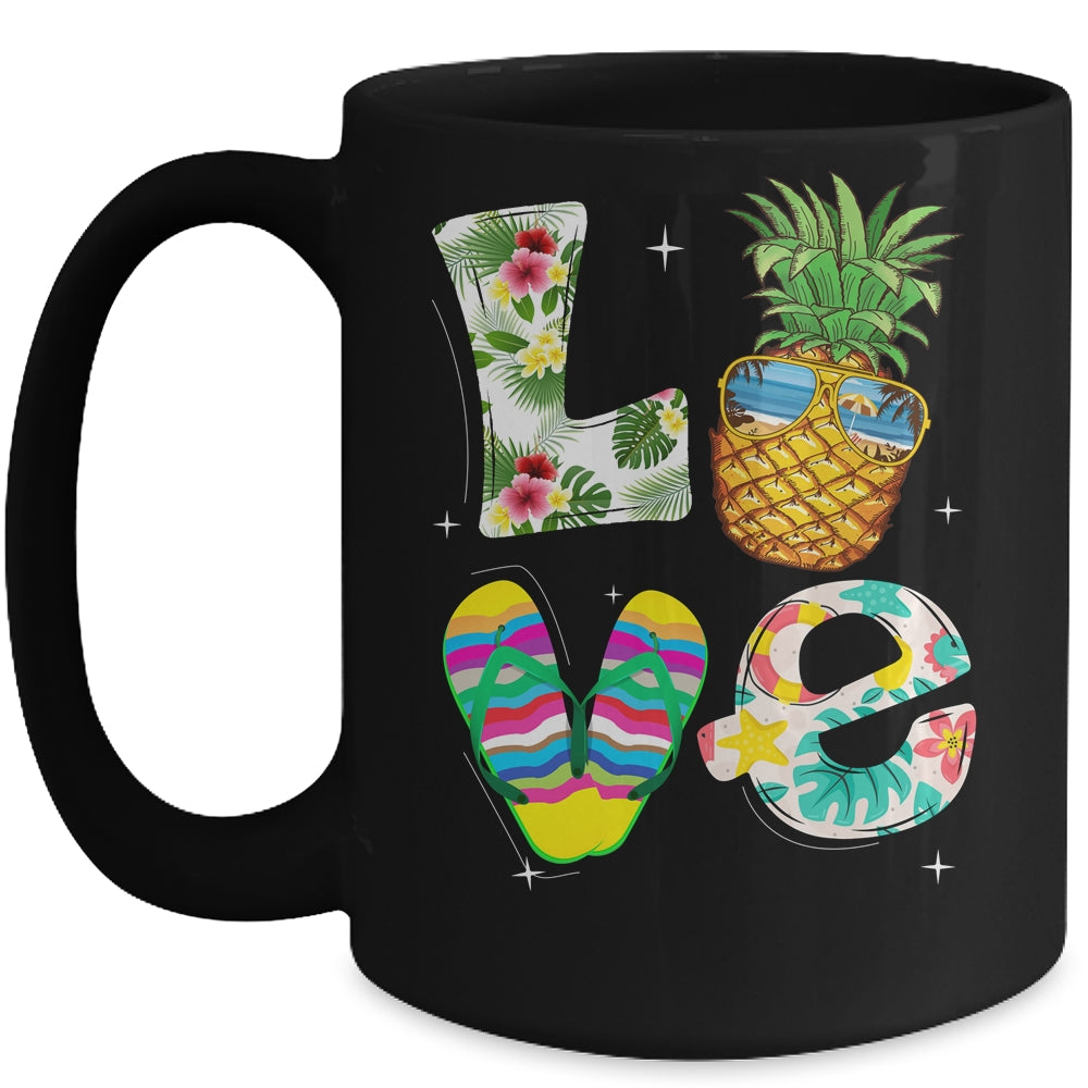 Love Summer Beach Life Pineapple Tropical Flip Flop Mug | teecentury