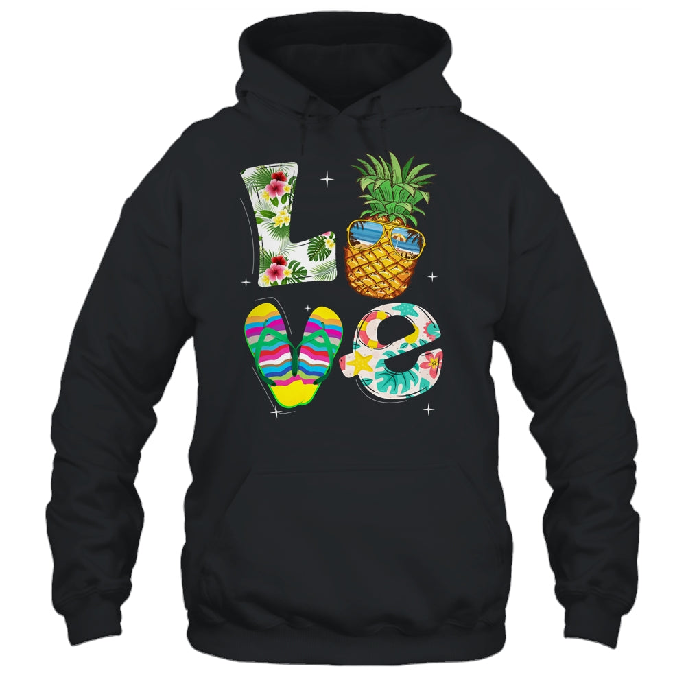 Love Summer Beach Life Pineapple Tropical Flip Flop Shirt & Tank Top | teecentury