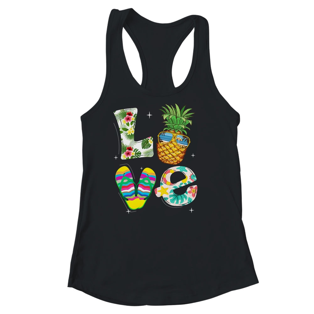 Love Summer Beach Life Pineapple Tropical Flip Flop Shirt & Tank Top | teecentury