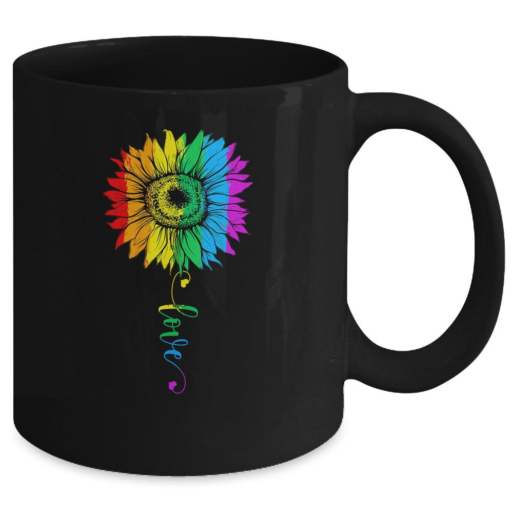 Love Sunflower Floral LGBTQ Rainbow Flag Gay Mug Coffee Mug | Teecentury.com