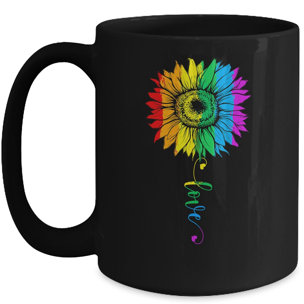 Love Sunflower Floral LGBTQ Rainbow Flag Gay Mug Coffee Mug | Teecentury.com