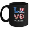Love Teacher Life American Flag USA 4th Of July Fourth Mug | teecentury