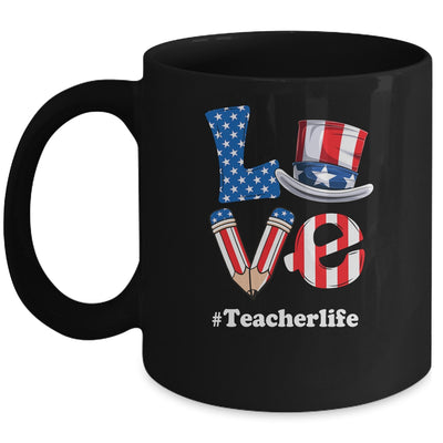 Love Teacher Life American Flag USA 4th Of July Fourth Mug | teecentury