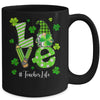 Love Teacher Life Gnome Funny St Patrick's Day Shamrock Mug Coffee Mug | Teecentury.com