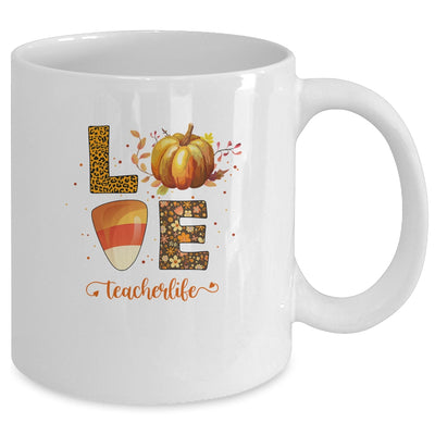Love Teacher Life Pumpkin Halloween Mug Coffee Mug | Teecentury.com