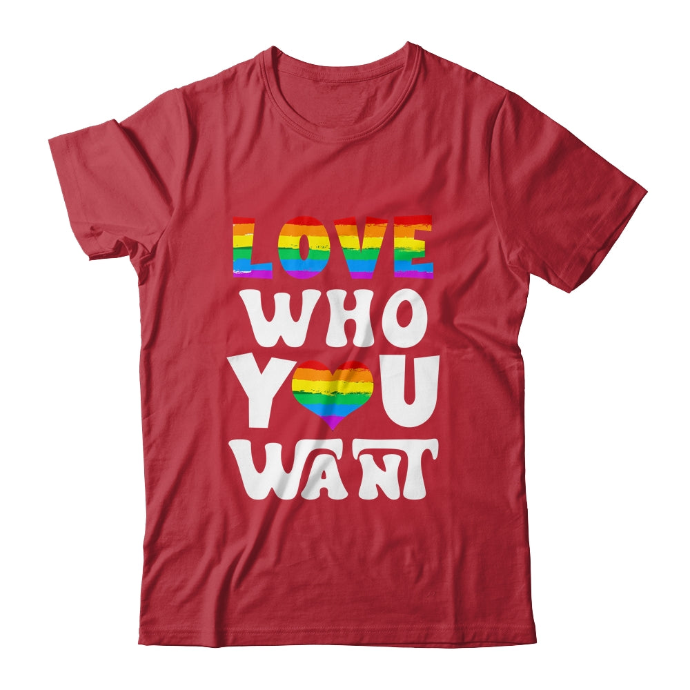 Love Who You Want Gay Pride LGBT Men Women Rainbow LGBTQ Shirt & Tank Top | teecentury