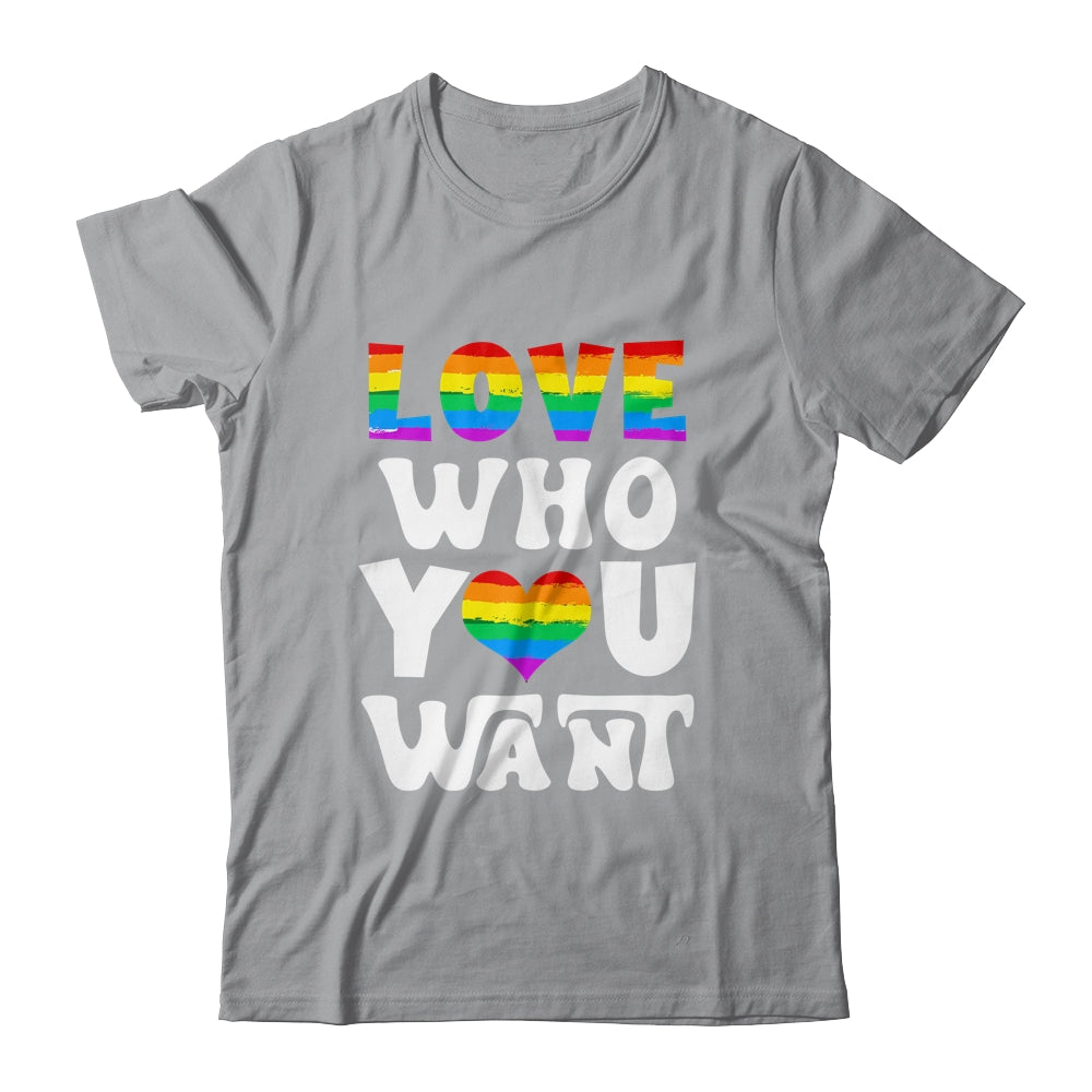 Love Who You Want Gay Pride LGBT Men Women Rainbow LGBTQ Shirt & Tank Top | teecentury