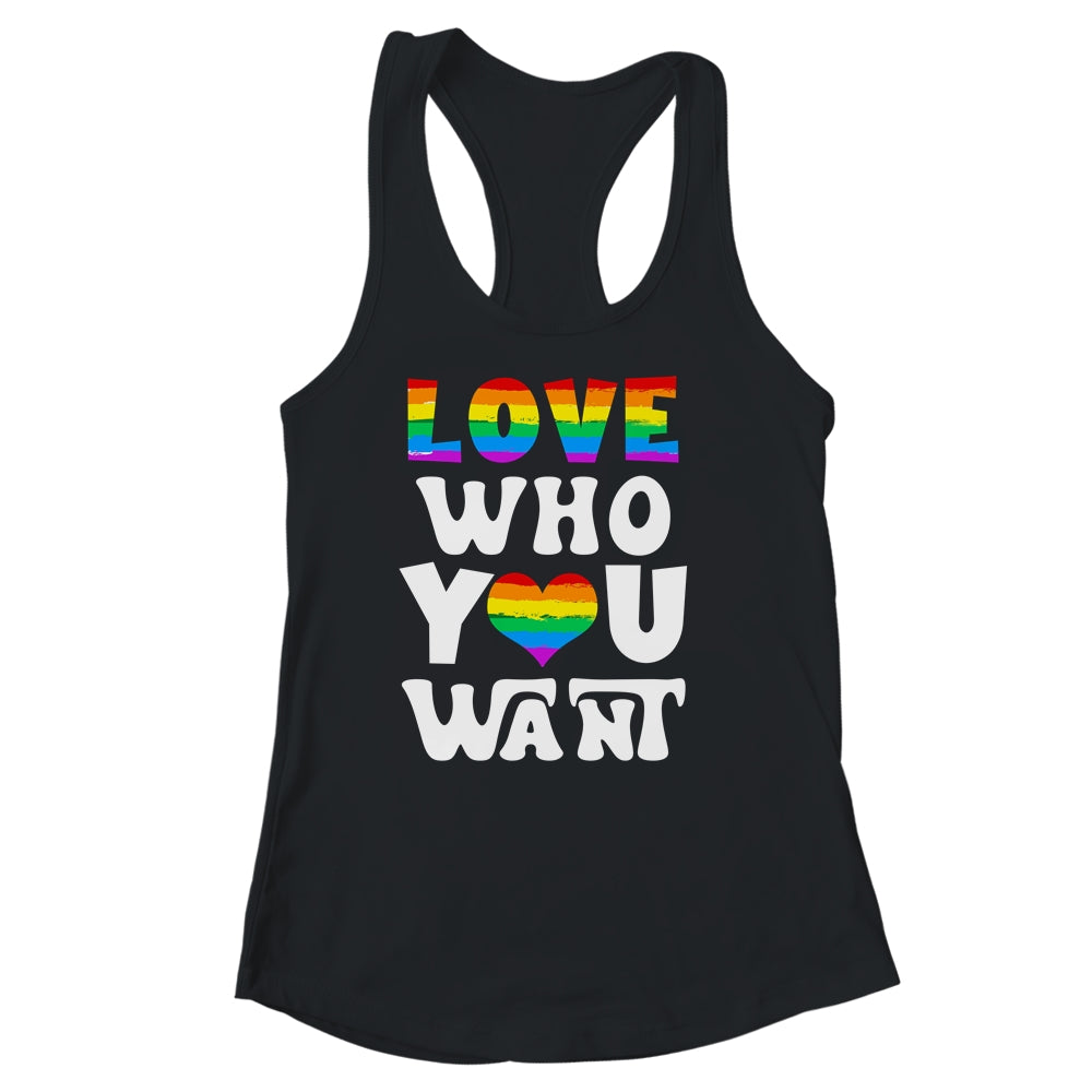 Love Who You Want Gay Pride LGBT Men Women Rainbow LGBTQ Shirt & Tank Top | teecentury