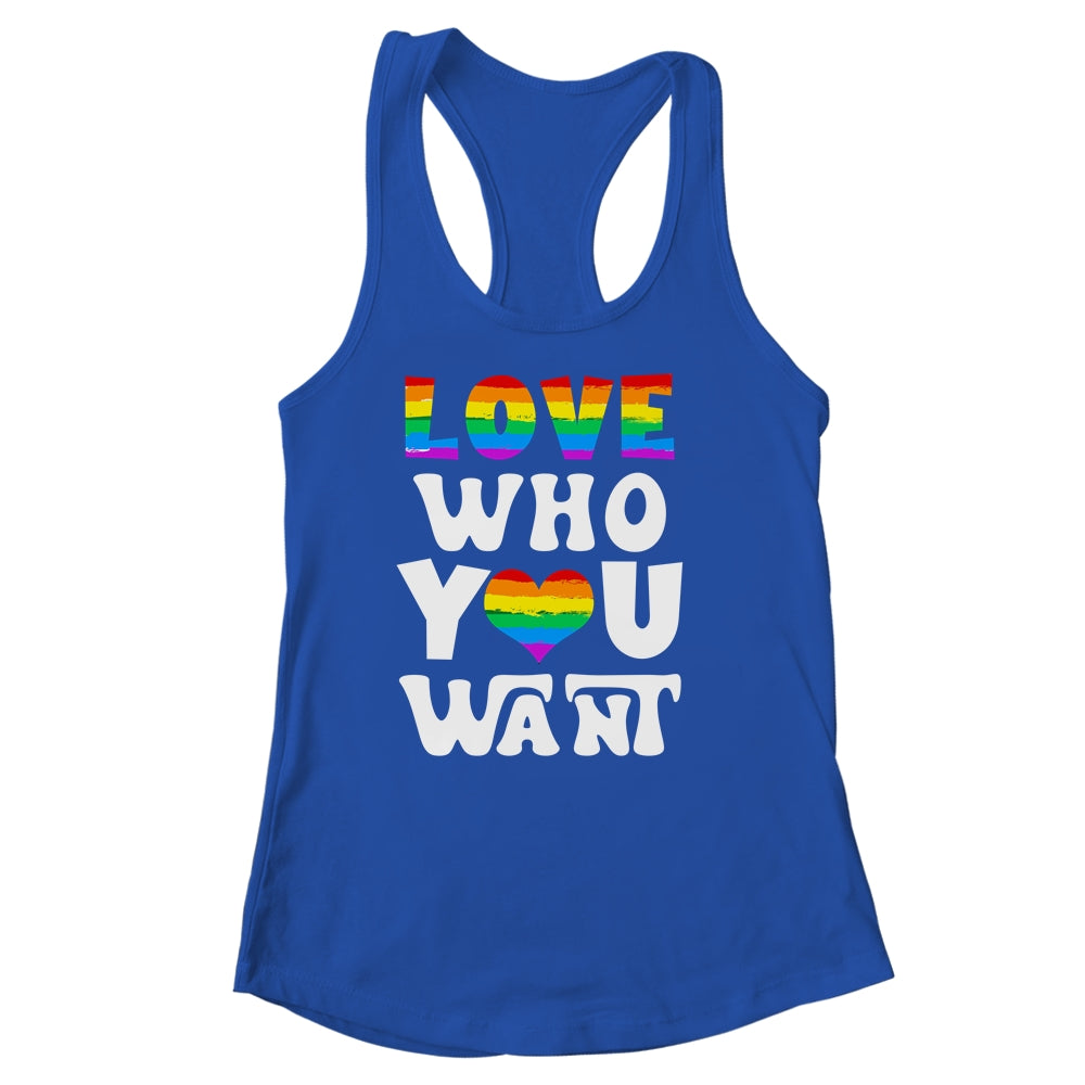 Love Who You Want Gay Pride LGBT Men Women Rainbow LGBTQ Shirt & Tank Top | teecentury
