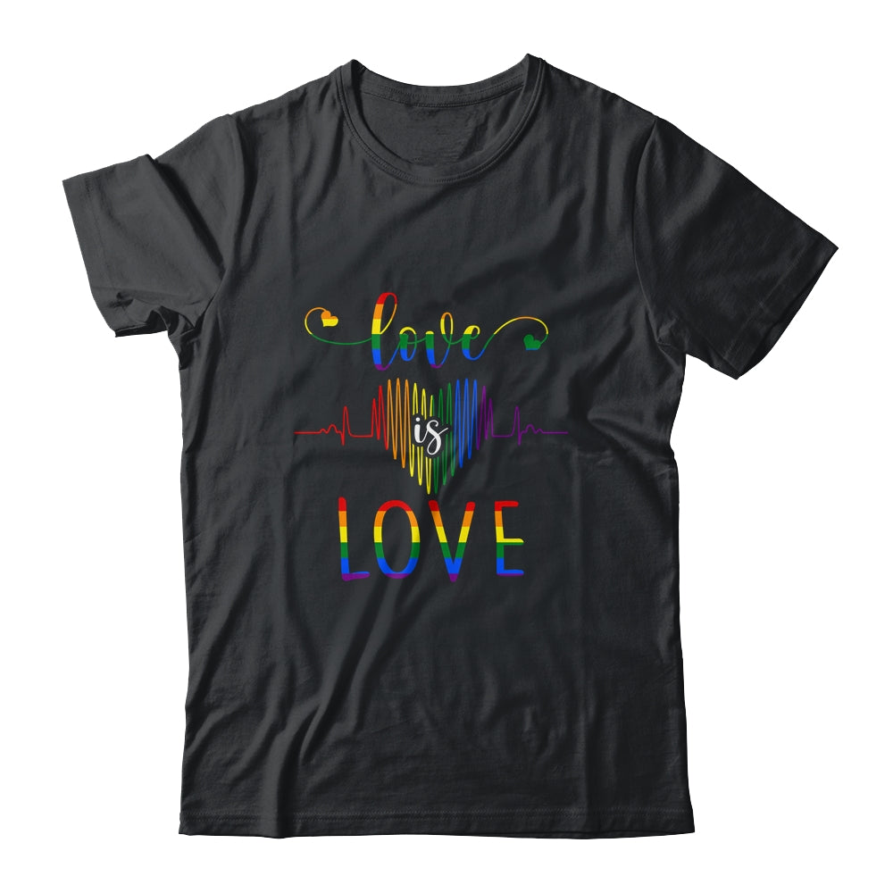 Love is Love Heartbeat Rainbow LGBT Gay Pride T-Shirt & Tank Top | Teecentury.com