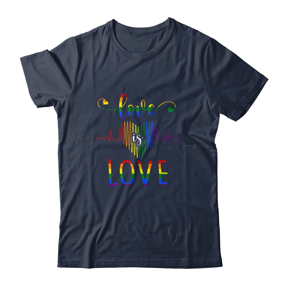 Love is Love Heartbeat Rainbow LGBT Gay Pride T-Shirt & Tank Top | Teecentury.com
