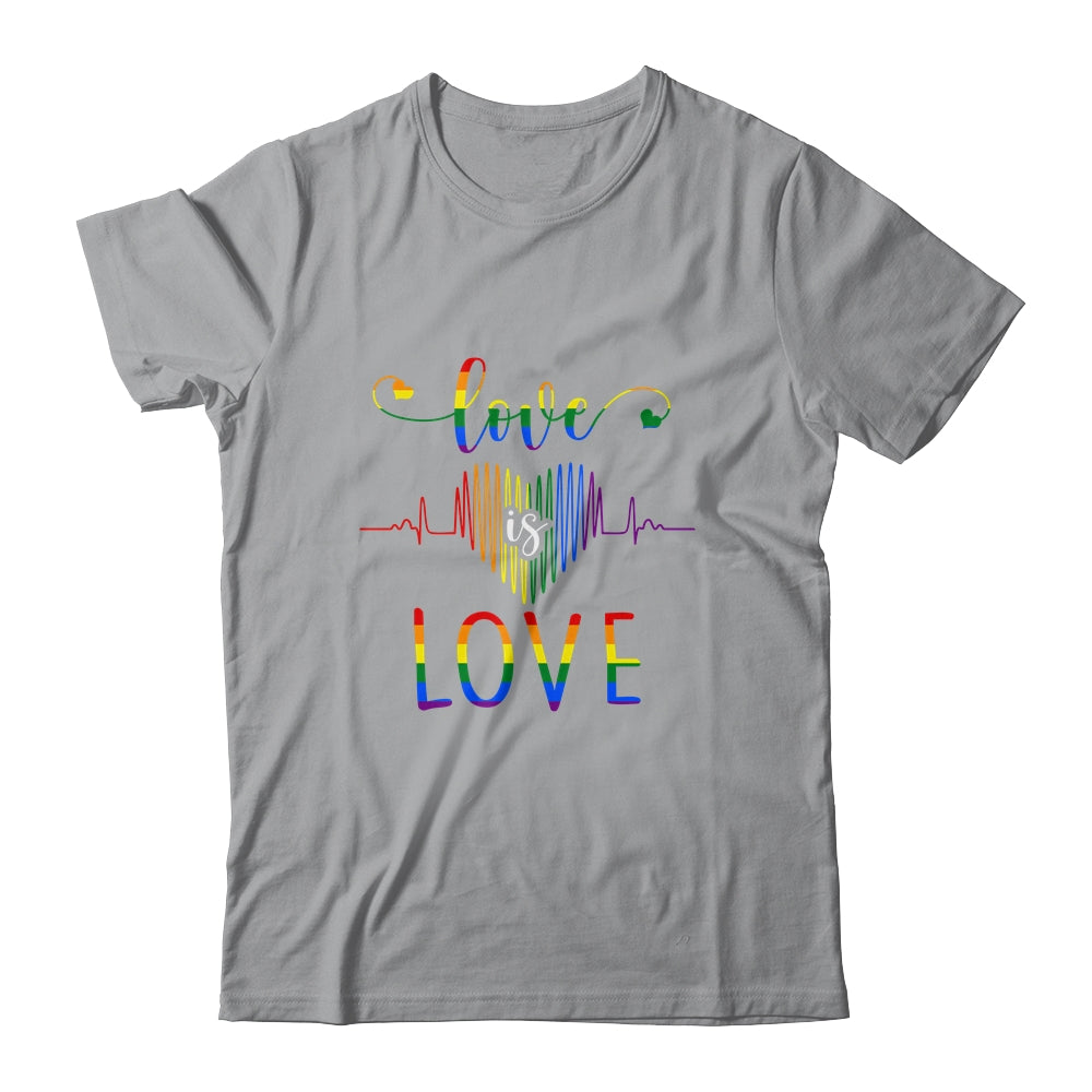 Love is Love Heartbeat Rainbow LGBT Gay Pride T-Shirt & Tank Top | Teecentury.com