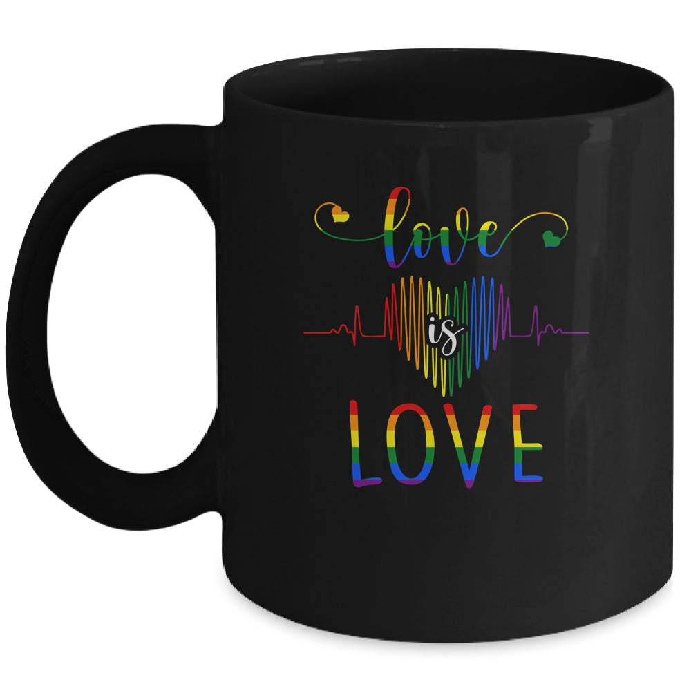 Love is Love Heartbeat Rainbow LGBT Gay Pride Mug Coffee Mug | Teecentury.com