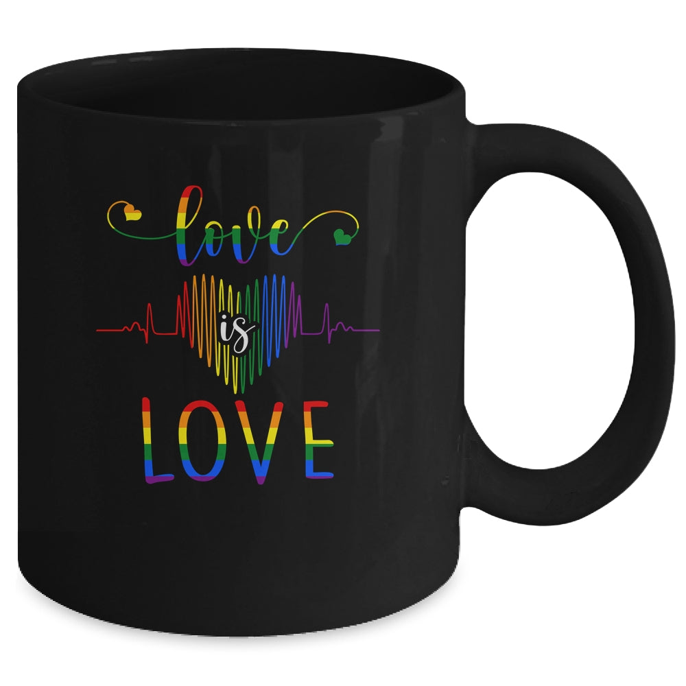 Love is Love Heartbeat Rainbow LGBT Gay Pride Mug Coffee Mug | Teecentury.com