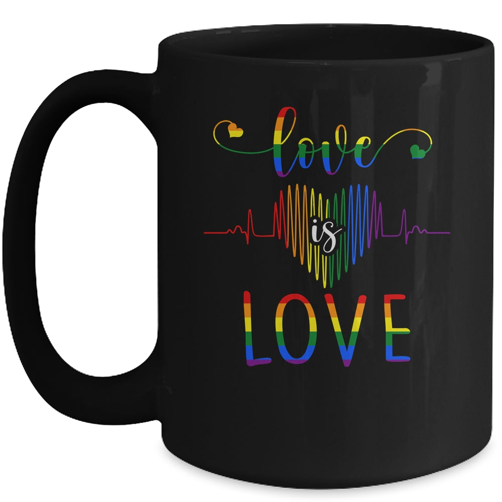 Love is Love Heartbeat Rainbow LGBT Gay Pride Mug Coffee Mug | Teecentury.com