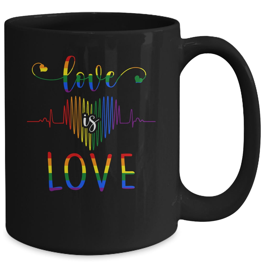 Love is Love Heartbeat Rainbow LGBT Gay Pride Mug Coffee Mug | Teecentury.com
