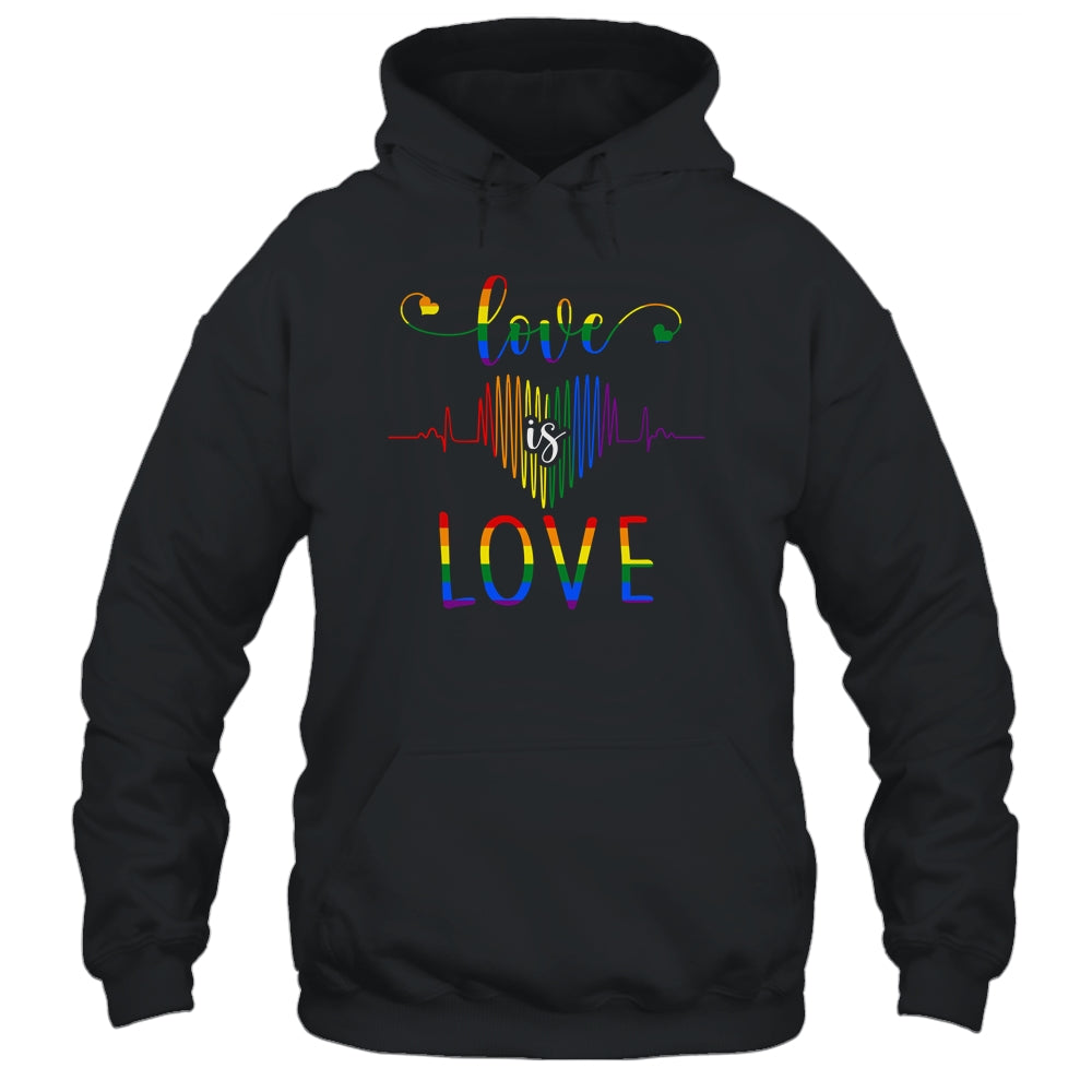 Love is Love Heartbeat Rainbow LGBT Gay Pride T-Shirt & Tank Top | Teecentury.com
