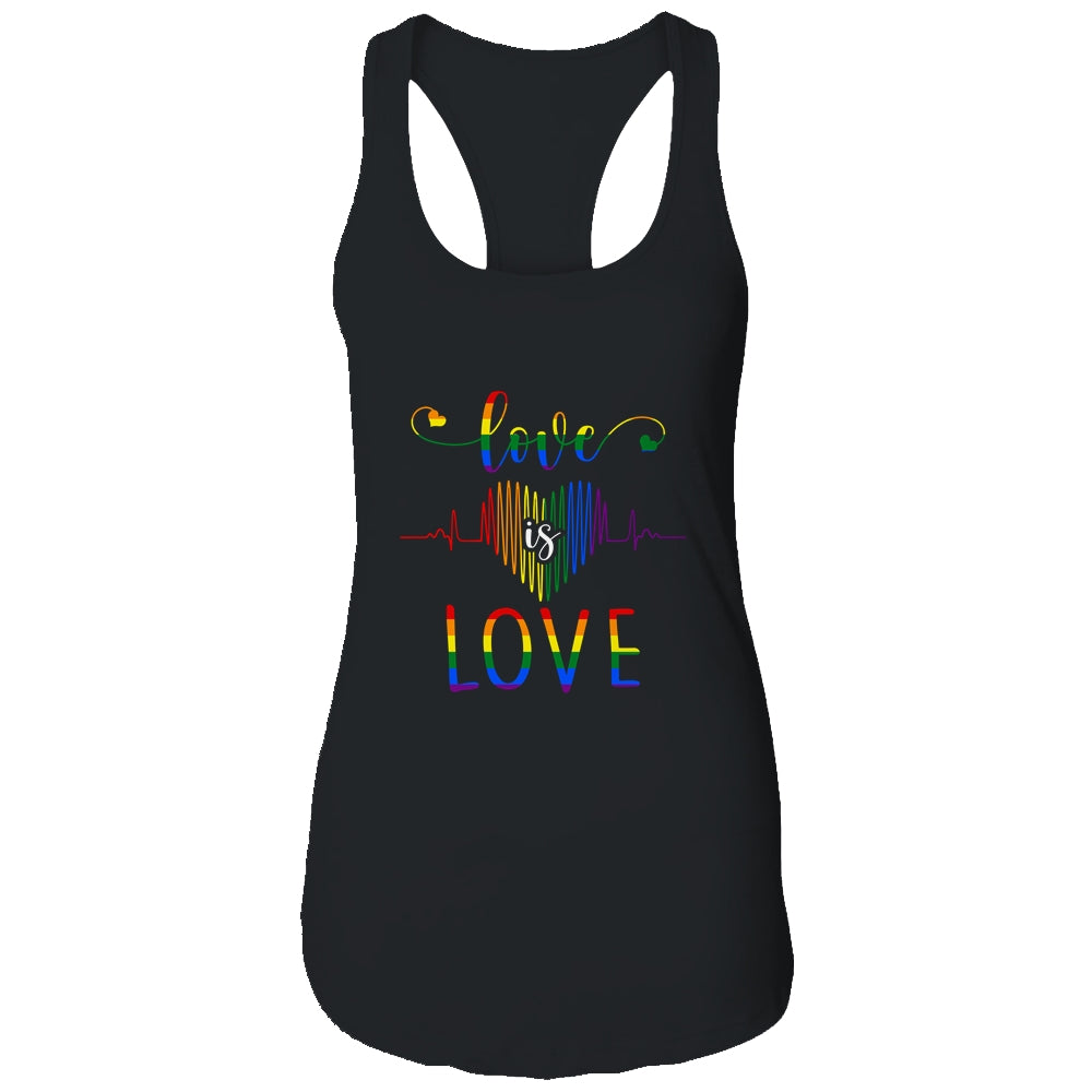 Love is Love Heartbeat Rainbow LGBT Gay Pride T-Shirt & Tank Top | Teecentury.com