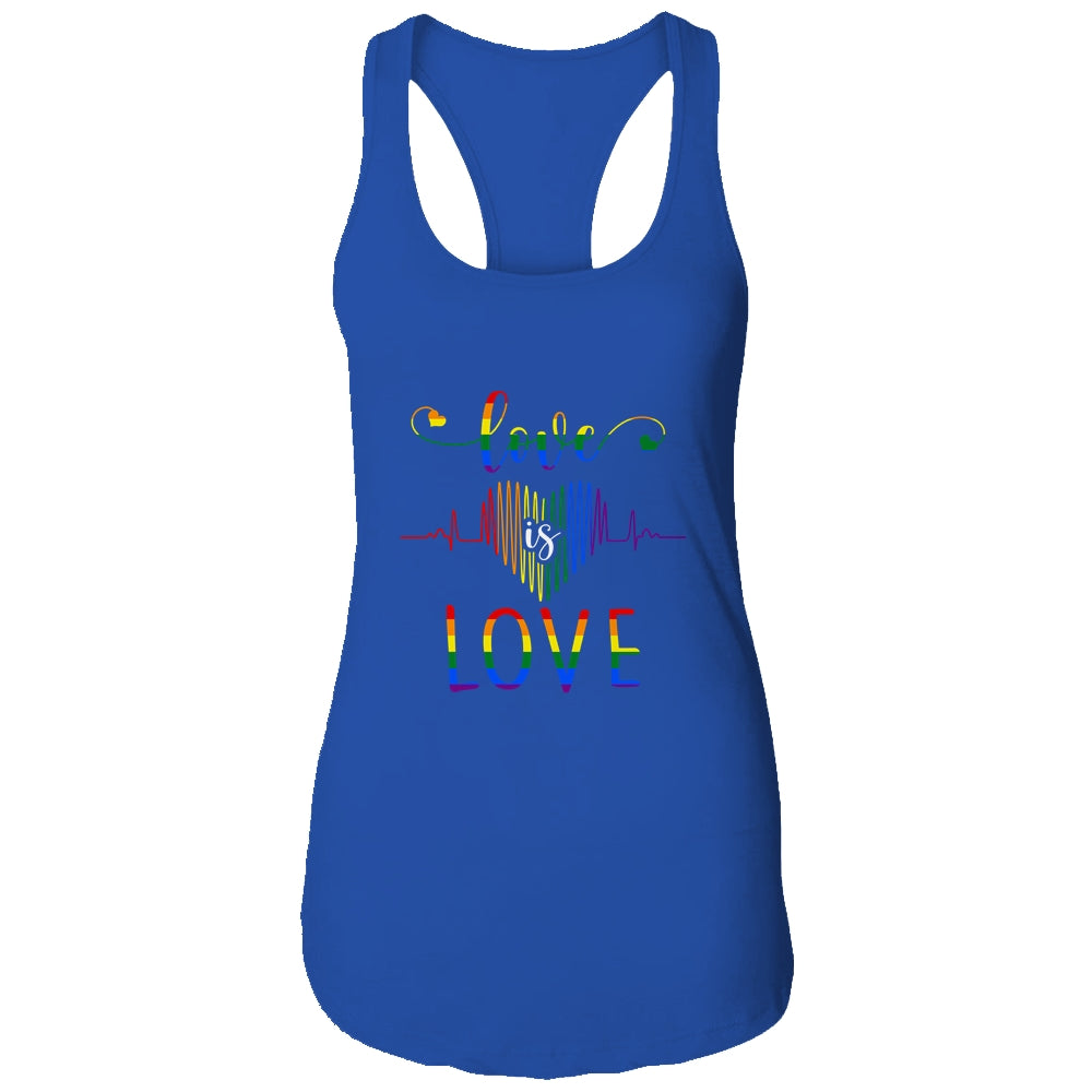 Love is Love Heartbeat Rainbow LGBT Gay Pride T-Shirt & Tank Top | Teecentury.com