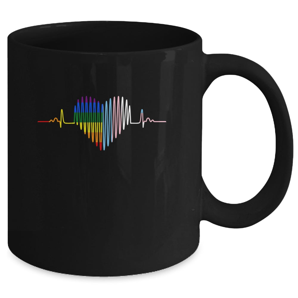 Lovely LGBT Gay Pride Heartbeat Lesbian Gay Transgender Love Mug | teecentury
