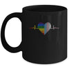 Lovely LGBT Gay Pride Heartbeat Lesbian Gay Transgender Love Mug | teecentury