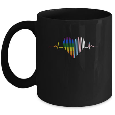 Lovely LGBT Gay Pride Heartbeat Lesbian Gay Transgender Love Mug | teecentury