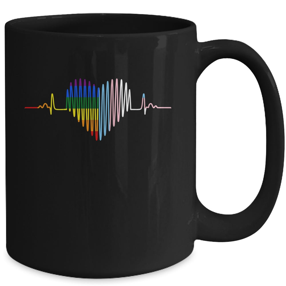 Lovely LGBT Gay Pride Heartbeat Lesbian Gay Transgender Love Mug | teecentury