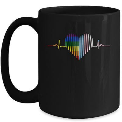 Lovely LGBT Gay Pride Heartbeat Lesbian Gay Transgender Love Mug | teecentury