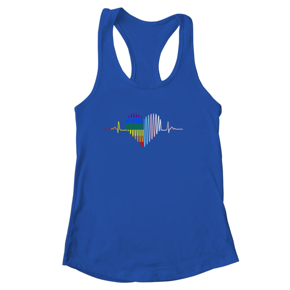 Lovely LGBT Gay Pride Heartbeat Lesbian Gay Transgender Love Shirt & Tank Top | teecentury