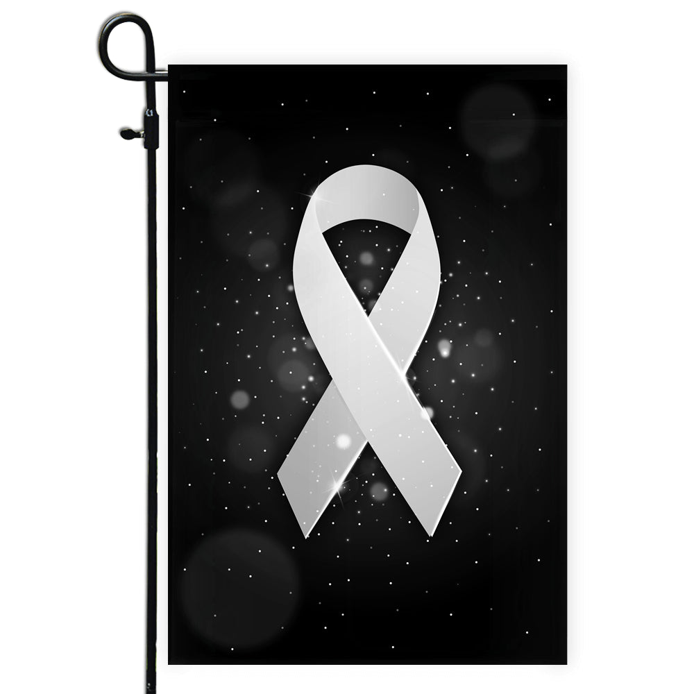 Lung Cancer Awareness Flag White Ribbon Flag | Teecentury.com
