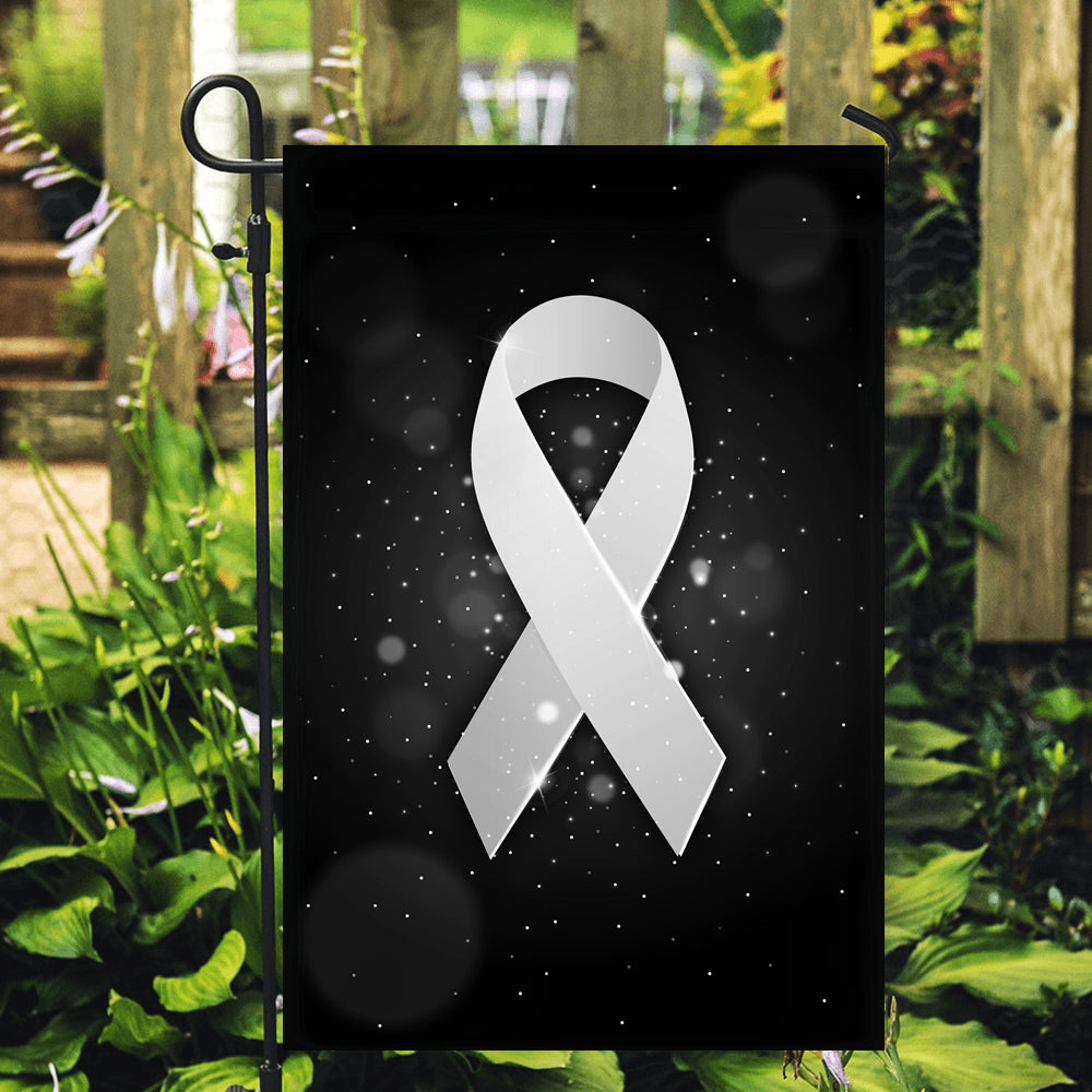 Lung Cancer Awareness Flag White Ribbon Flag | Teecentury.com