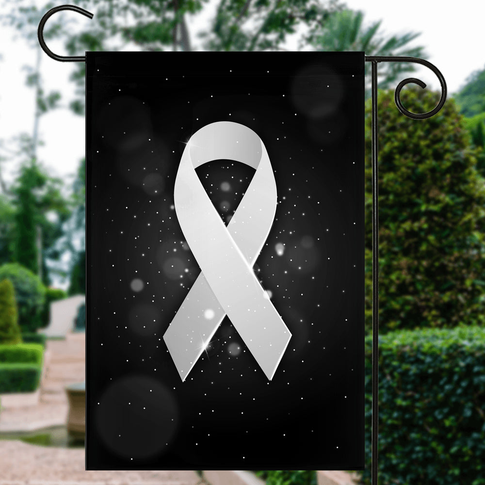 Lung Cancer Awareness Flag White Ribbon Flag | Teecentury.com
