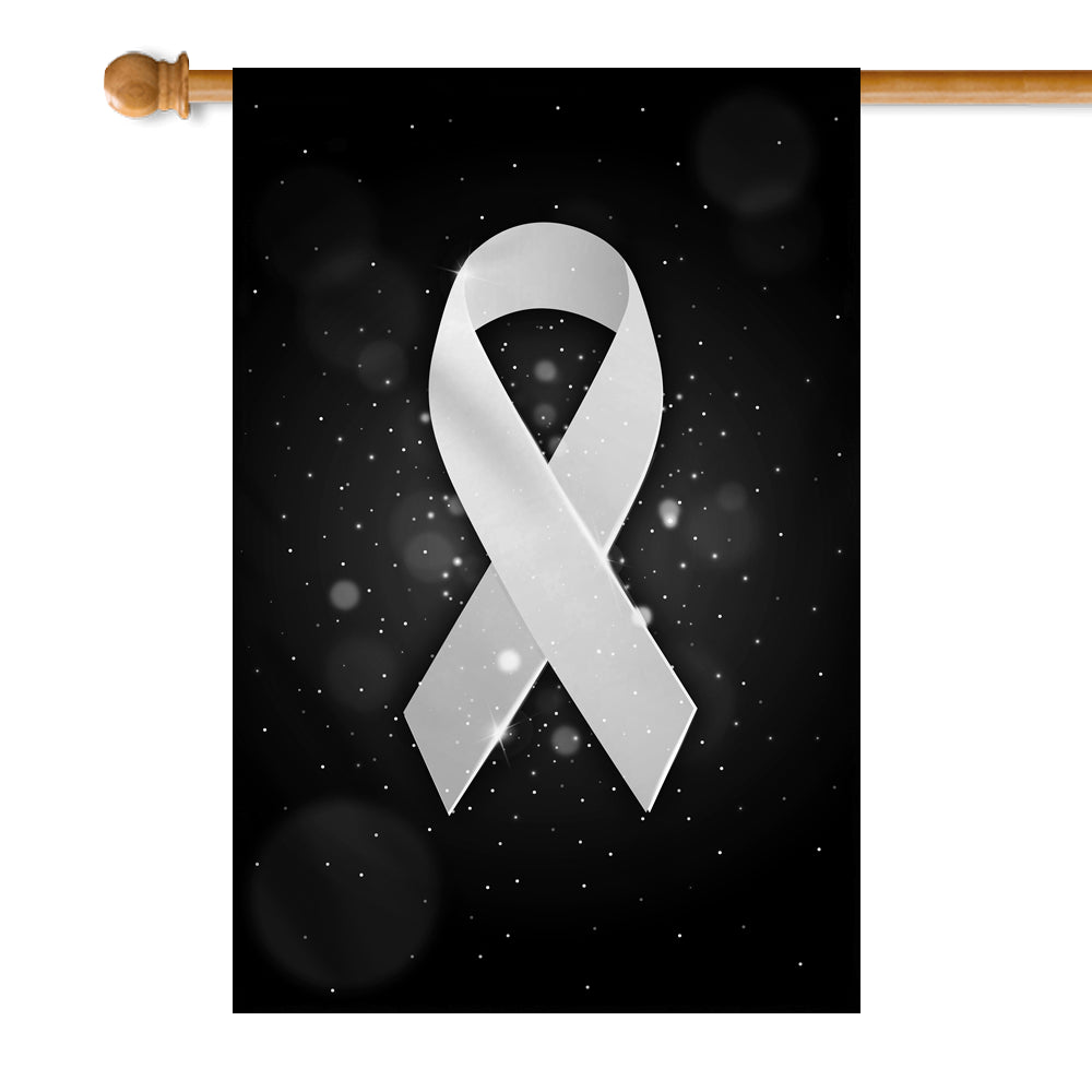 Lung Cancer Awareness Flag White Ribbon Flag | Teecentury.com