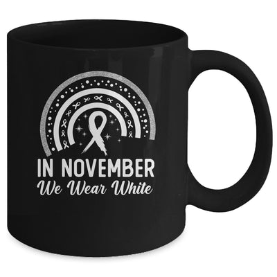 Lung Cancer Awareness In November We Wear White Rainbow Mug | teecentury