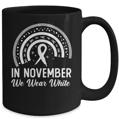 Lung Cancer Awareness In November We Wear White Rainbow Mug | teecentury