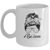 Lung Cancer Awareness Messy Bun Warrior Believe White Ribbon Mug Coffee Mug | Teecentury.com