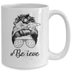 Lung Cancer Awareness Messy Bun Warrior Believe White Ribbon Mug Coffee Mug | Teecentury.com