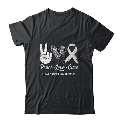 Lung Cancer Awareness Peace Love Cure Leopard T-Shirt & Hoodie | Teecentury.com