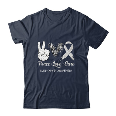 Lung Cancer Awareness Peace Love Cure Leopard T-Shirt & Hoodie | Teecentury.com