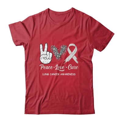 Lung Cancer Awareness Peace Love Cure Leopard T-Shirt & Hoodie | Teecentury.com