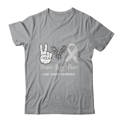 Lung Cancer Awareness Peace Love Cure Leopard T-Shirt & Hoodie | Teecentury.com
