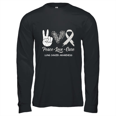 Lung Cancer Awareness Peace Love Cure Leopard T-Shirt & Hoodie | Teecentury.com