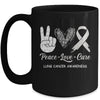 Lung Cancer Awareness Peace Love Cure Leopard Mug Coffee Mug | Teecentury.com