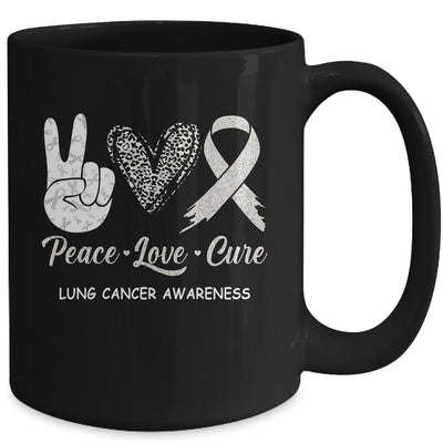 Lung Cancer Awareness Peace Love Cure Leopard Mug Coffee Mug | Teecentury.com