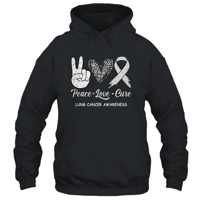 Lung Cancer Awareness Peace Love Cure Leopard T-Shirt & Hoodie | Teecentury.com