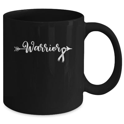 Lung Cancer Warrior Lung Cancer Awareness White Ribbon Mug | teecentury