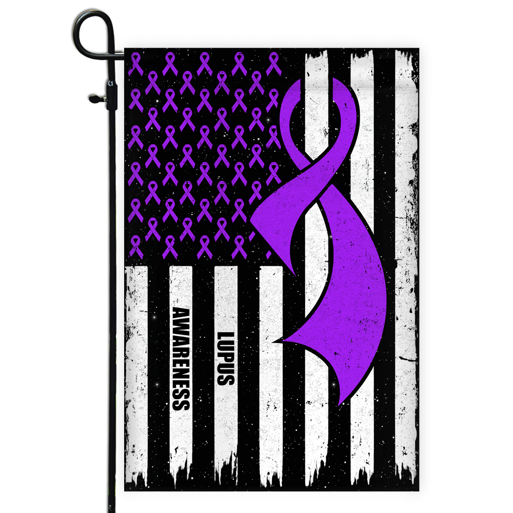 Lupus Awareness America Flag Purple Ribbon Flag | Teecentury.com